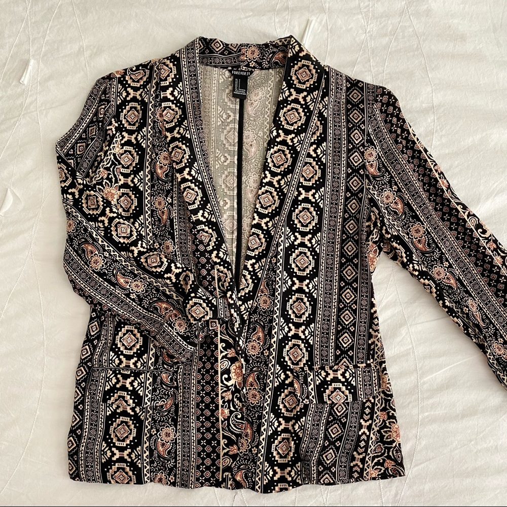Forever 21 F21 Art Print Blazer Lightweight NWOT